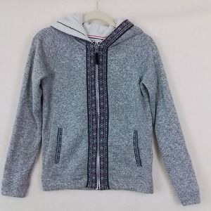 American Eagle Fleece Lined Knit Hoodie Size Small in Gray,‎ Pink
